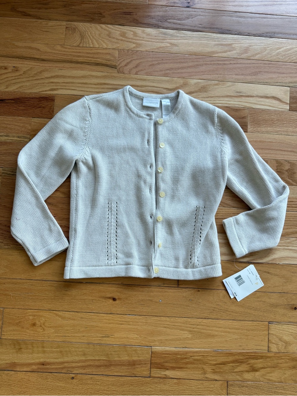 Liz Claiborne Cream Knit Button Cardigan